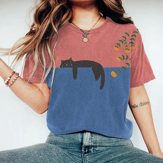 Ruth - abstrakte kreative faule schwarze Katze Malerei Kunst kreativ T-shirt