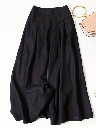 Anina - Weite Beine Leinen Hose