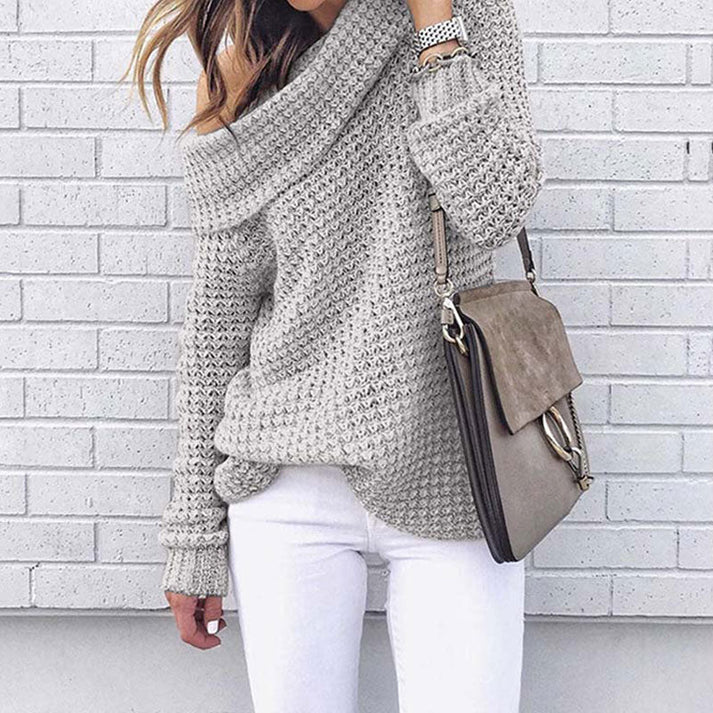 Mila - gestrickter Off-Shoulder-Pullover mit lockerer Passform für einen lässigen und femininen Look