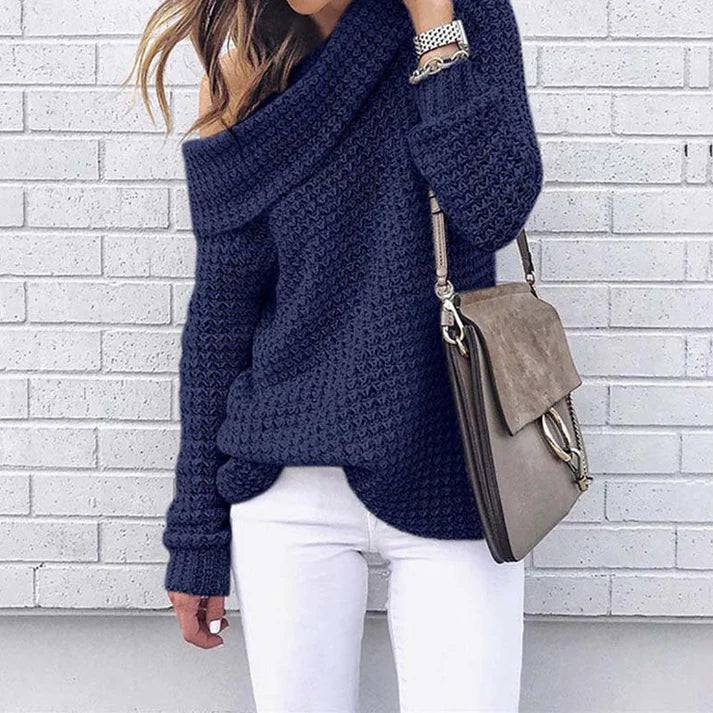 Mila - gestrickter Off-Shoulder-Pullover mit lockerer Passform für einen lässigen und femininen Look