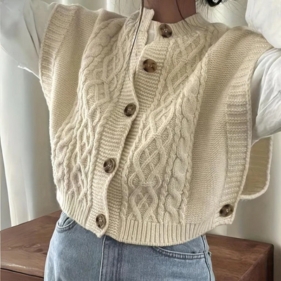 Odeila | Damen Knöpfe Unten Strickjacke | Ärmellos
