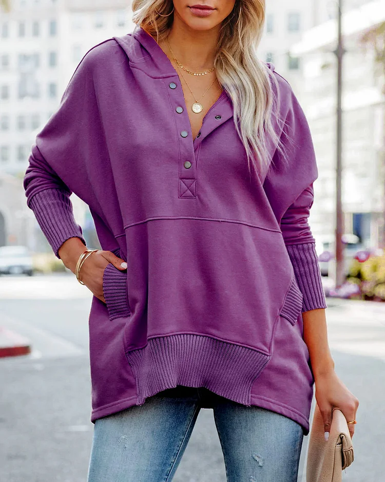 Avalon - Lässiges Sweatshirt mit Fledermausärmeln und schmalem V-Ausschnitt