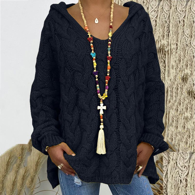 Fionnuala - Kapuzenpullover aus Zopfstrick für Frauen