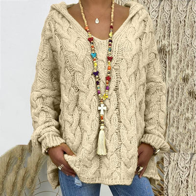 Fionnuala - Kapuzenpullover aus Zopfstrick für Frauen