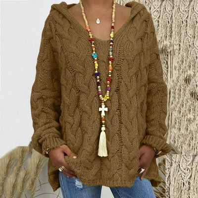 Fionnuala - Kapuzenpullover aus Zopfstrick für Frauen