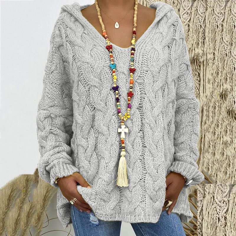 Fionnuala - Kapuzenpullover aus Zopfstrick für Frauen