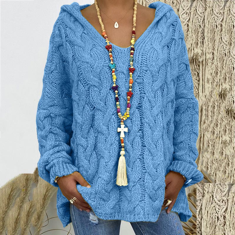 Fionnuala - Kapuzenpullover aus Zopfstrick für Frauen