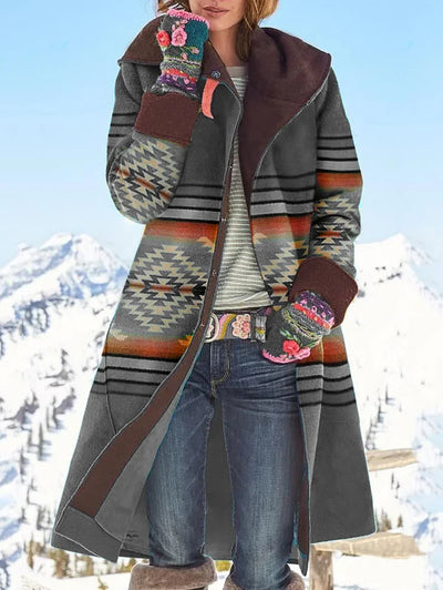 Velora - Tribal inspirierter Wollmantel mit bunten Mustern