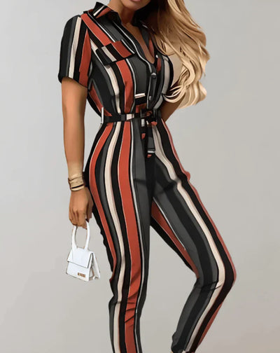 Edna - eleganter Jumpsuit mit Knopfverschluss und Taillenband für einen raffinierten und modischen Look