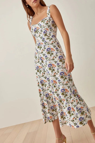 Bedrucktes Auslaufendes Midi-Kleid mit Trägern – Norelle