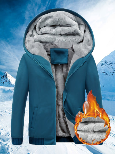 Winterwarme Fleece-Kapuzenjacke mit Reißverschluss