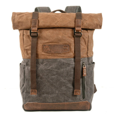 Finnem | Damen Vintage Canvas Rucksack | Roll-Top-Verschluss