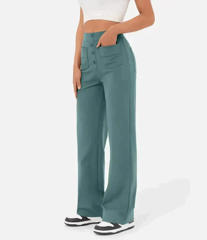 Weite Hose – Stretch – Bequem – Hose mit hoher Taille – Damenhose