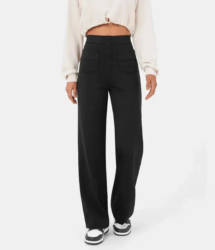 Weite Hose – Stretch – Bequem – Hose mit hoher Taille – Damenhose