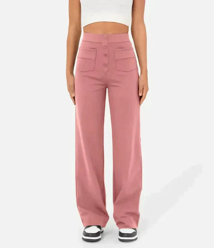 Weite Hose – Stretch – Bequem – Hose mit hoher Taille – Damenhose