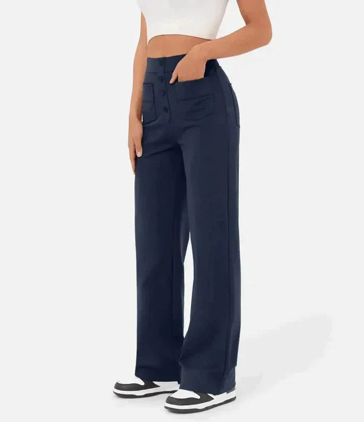 Weite Hose – Stretch – Bequem – Hose mit hoher Taille – Damenhose
