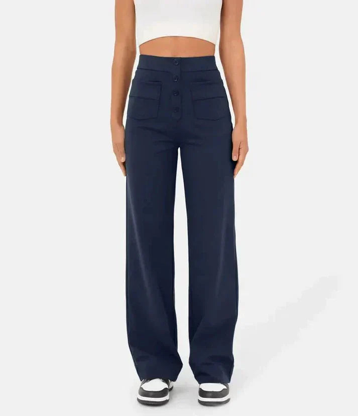 Weite Hose – Stretch – Bequem – Hose mit hoher Taille – Damenhose
