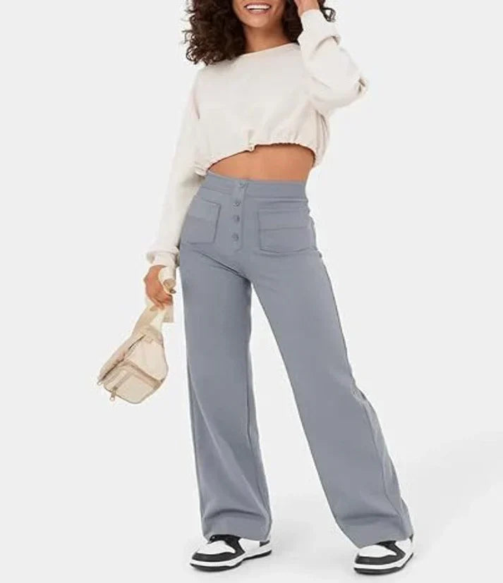 Weite Hose – Stretch – Bequem – Hose mit hoher Taille – Damenhose