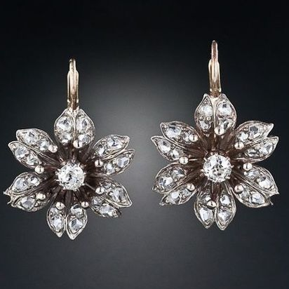 Vintage Blumenohrringe mit Kristall