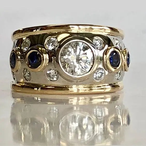 Vintage goldener Inlay-Zirkonia-Ring