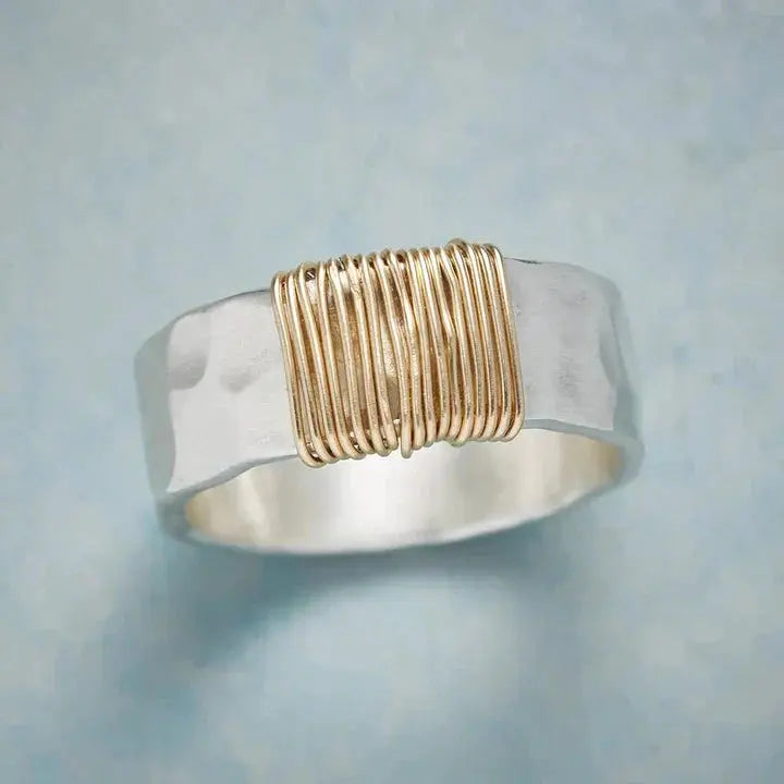 Vintage goldene Fäden Silberring