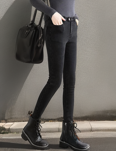 Iyanna - warme, mit Fleece gefütterte Denim-Leggings