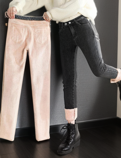 Iyanna - warme, mit Fleece gefütterte Denim-Leggings