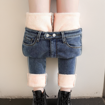 Iyanna - warme, mit Fleece gefütterte Denim-Leggings
