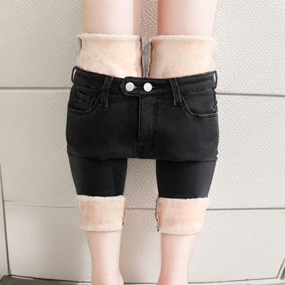 Iyanna - warme, mit Fleece gefütterte Denim-Leggings