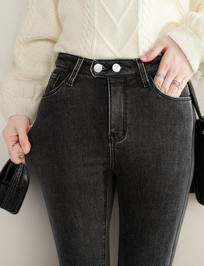 Iyanna - warme, mit Fleece gefütterte Denim-Leggings