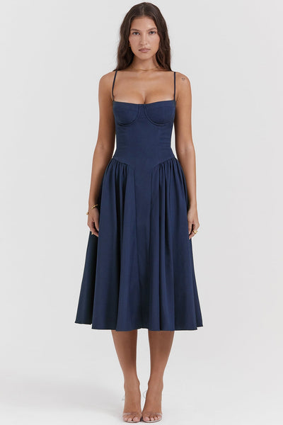Maissa – Elegantes Midi Kleid mit Ärmeln