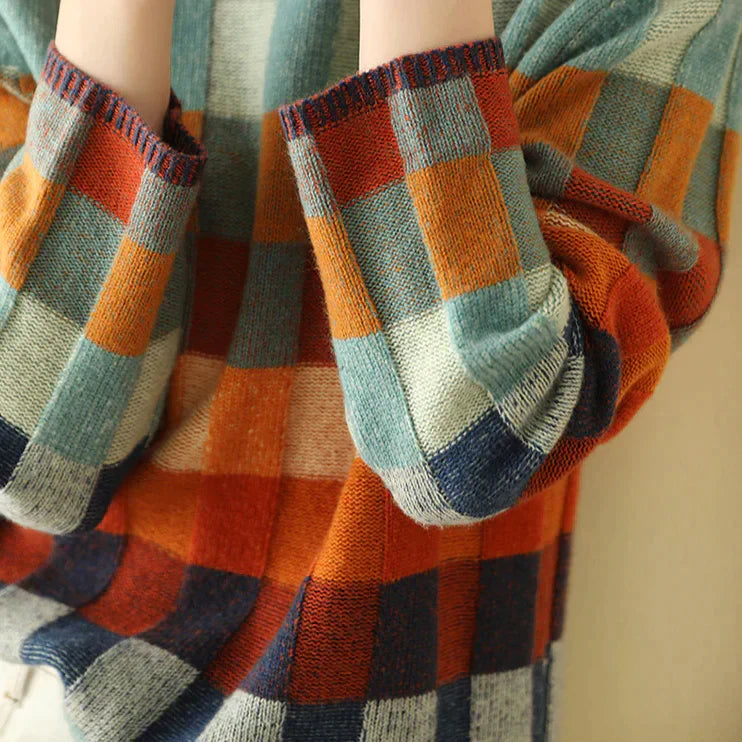 Anna - Patchwork-Rollkragenpullover aus Kaschmir Couture