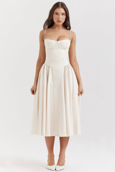Maissa – Elegantes Midi Kleid mit Ärmeln