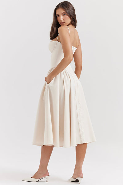 Maissa – Elegantes Midi Kleid mit Ärmeln