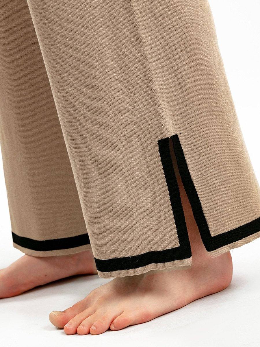 Loungewear-Set – Kurzarm-Shirt und Hose mit weitem Bein für Damen, zweiteiliges Set