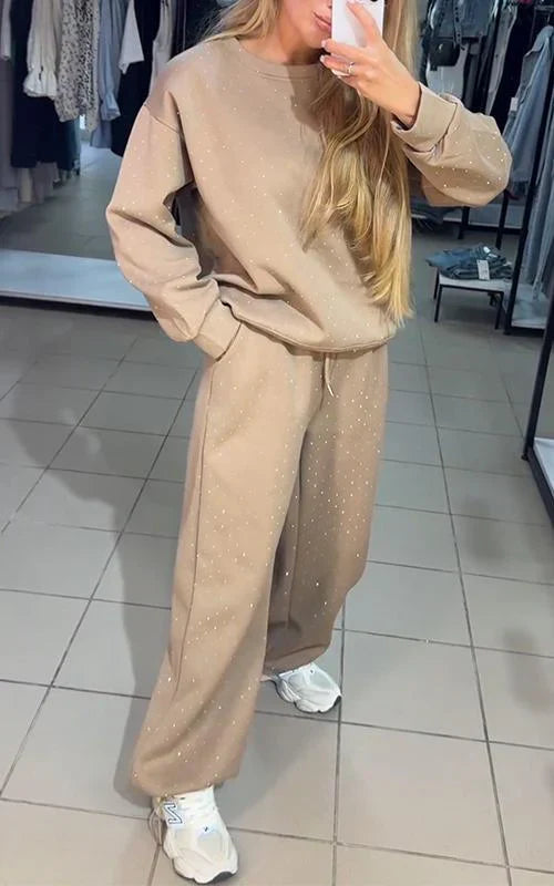 Schweiß-Set – Glitzernd – Bequem – Jogging-Set – Damenbekleidung