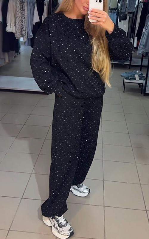 Schweiß-Set – Glitzernd – Bequem – Jogging-Set – Damenbekleidung