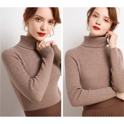 Lorrie - Lebendiger Rollkragenpullover mit Rippenstruktur und schmaler Passform
