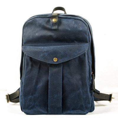 Michi | Herren Leinwand Robust Vintage Rucksack | Fronttasche