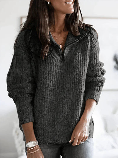 Mala - Zopfstrickpullover mit halbem Reißverschluss für Komfort und Stil in den kalten Monaten