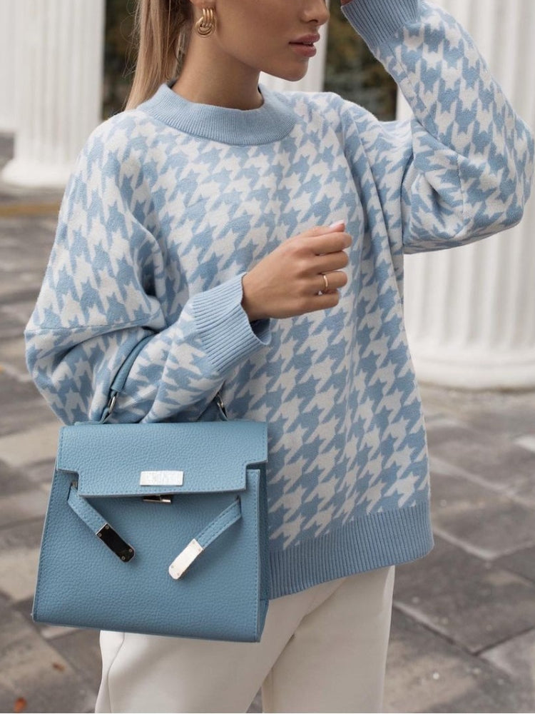 Mira - blau/weiß karierter Pullover
