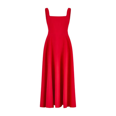 Yade Hochtailliertes Midi-Kleid Mit Quadrat-Ausschnitt Für Jeden Anlass