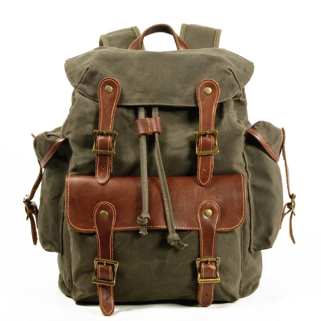 Janne | Herren Leinwand Vintage Draußen Rucksack | Schnallenverschlüssen