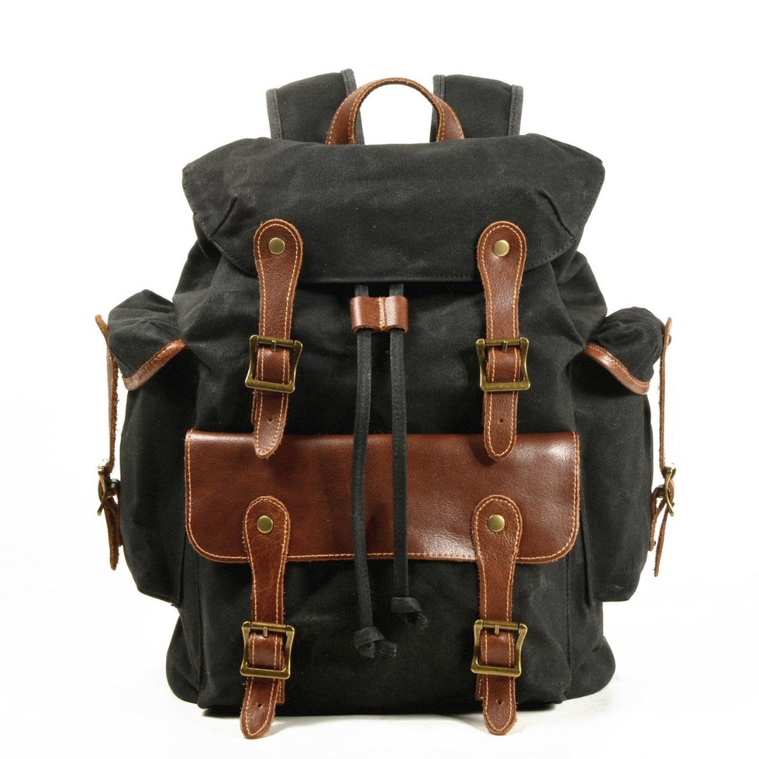 Janne | Herren Leinwand Vintage Draußen Rucksack | Schnallenverschlüssen