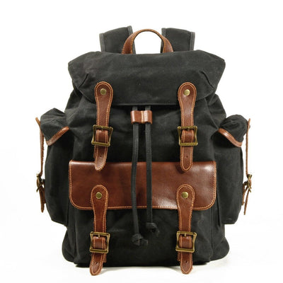 Janne | Herren Leinwand Vintage Draußen Rucksack | Schnallenverschlüssen