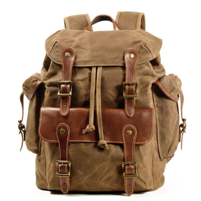 Janne | Herren Leinwand Vintage Draußen Rucksack | Schnallenverschlüssen