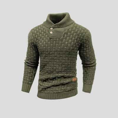 Samuel - warmer Strickpullover mit Karomuster und hohem Kragen