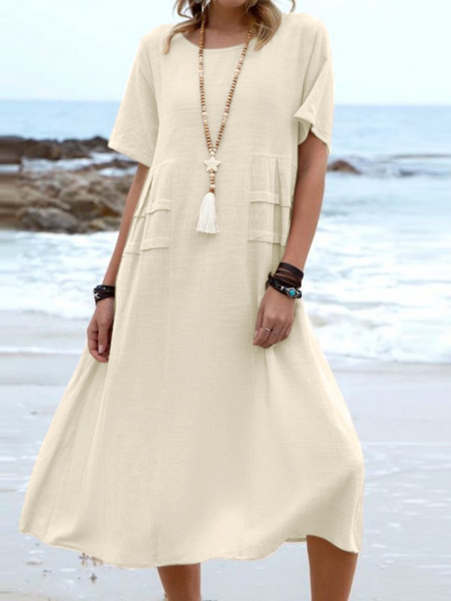 Aryuna - Lockeres Rundhals Kleid