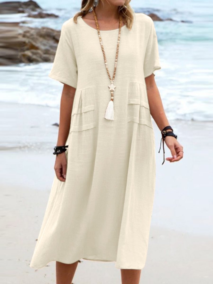 Aryuna - Lockeres Rundhals Kleid