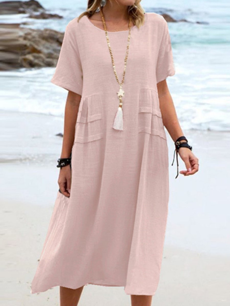 Aryuna - Lockeres Rundhals Kleid